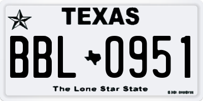 TX license plate BBL0951