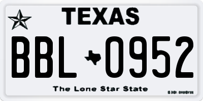 TX license plate BBL0952