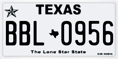 TX license plate BBL0956