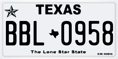 TX license plate BBL0958