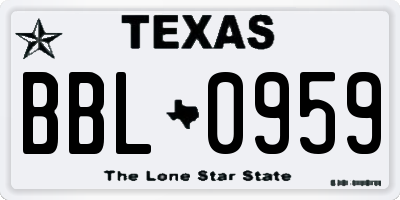 TX license plate BBL0959