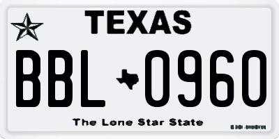 TX license plate BBL0960