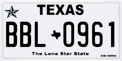 TX license plate BBL0961