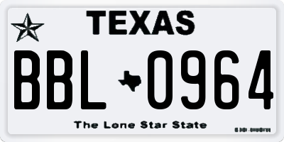 TX license plate BBL0964