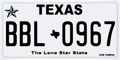 TX license plate BBL0967