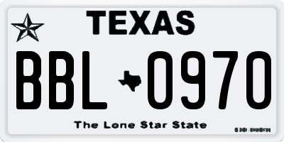 TX license plate BBL0970