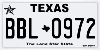 TX license plate BBL0972