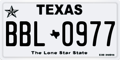 TX license plate BBL0977