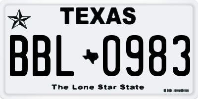 TX license plate BBL0983