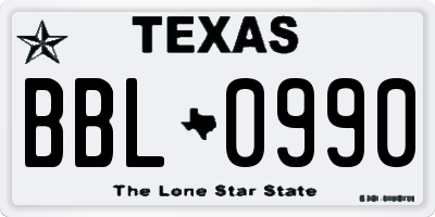 TX license plate BBL0990