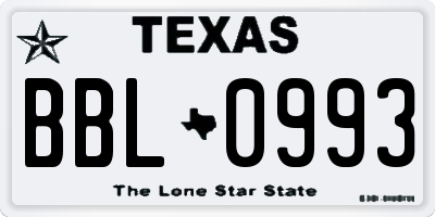 TX license plate BBL0993