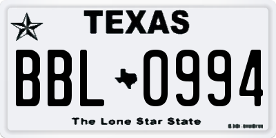 TX license plate BBL0994