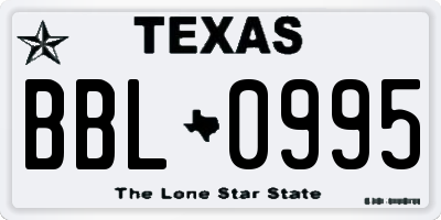 TX license plate BBL0995