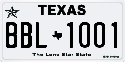 TX license plate BBL1001