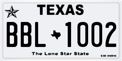 TX license plate BBL1002