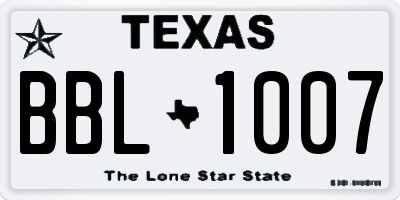 TX license plate BBL1007