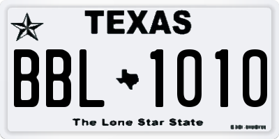 TX license plate BBL1010