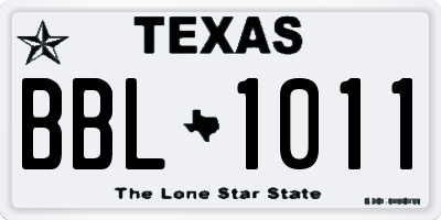 TX license plate BBL1011