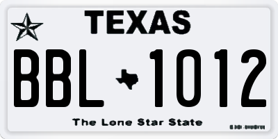 TX license plate BBL1012