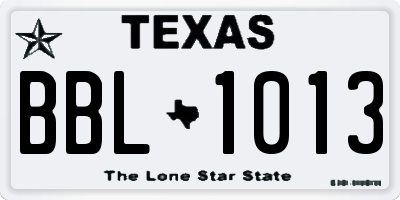 TX license plate BBL1013
