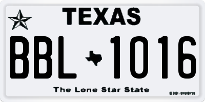 TX license plate BBL1016