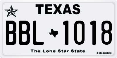 TX license plate BBL1018