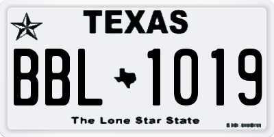 TX license plate BBL1019