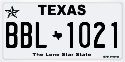 TX license plate BBL1021