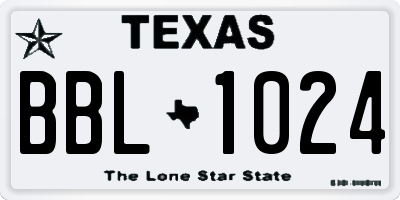 TX license plate BBL1024