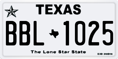 TX license plate BBL1025