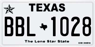 TX license plate BBL1028