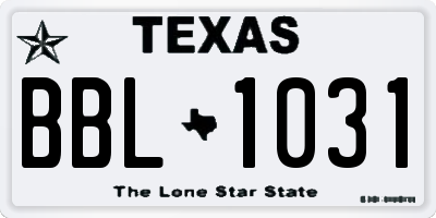 TX license plate BBL1031