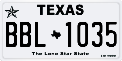 TX license plate BBL1035