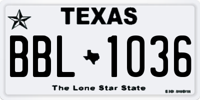 TX license plate BBL1036