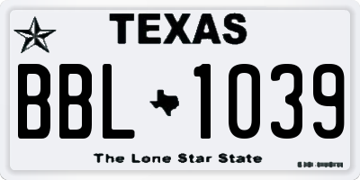 TX license plate BBL1039