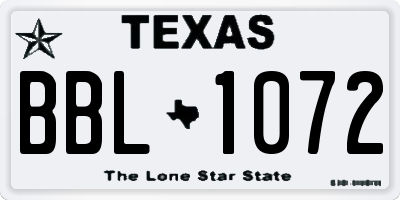 TX license plate BBL1072