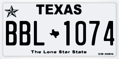 TX license plate BBL1074