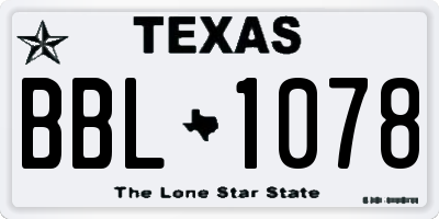 TX license plate BBL1078
