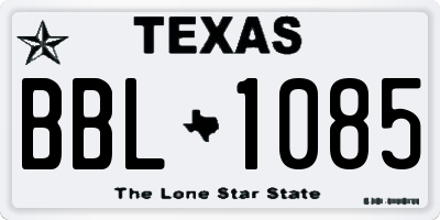 TX license plate BBL1085