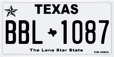 TX license plate BBL1087