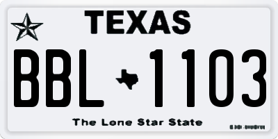 TX license plate BBL1103