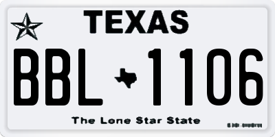 TX license plate BBL1106