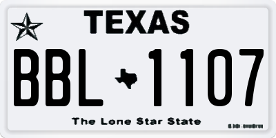 TX license plate BBL1107