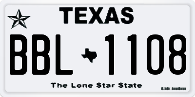 TX license plate BBL1108
