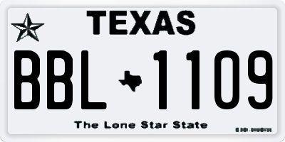 TX license plate BBL1109