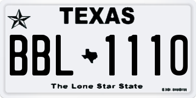 TX license plate BBL1110