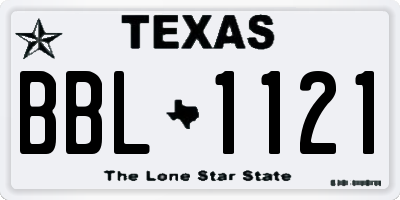 TX license plate BBL1121