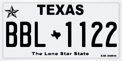 TX license plate BBL1122