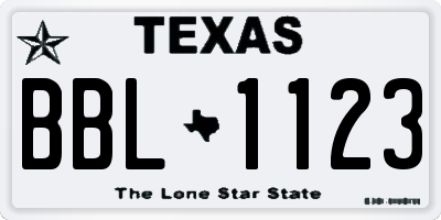 TX license plate BBL1123