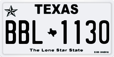 TX license plate BBL1130
